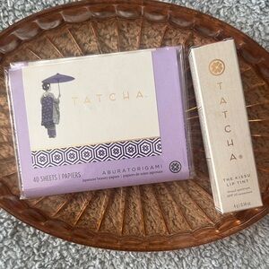 Tatcha Lavender-Accented Beauty Papers with Gold-Trimmed Kissu Lip Tint